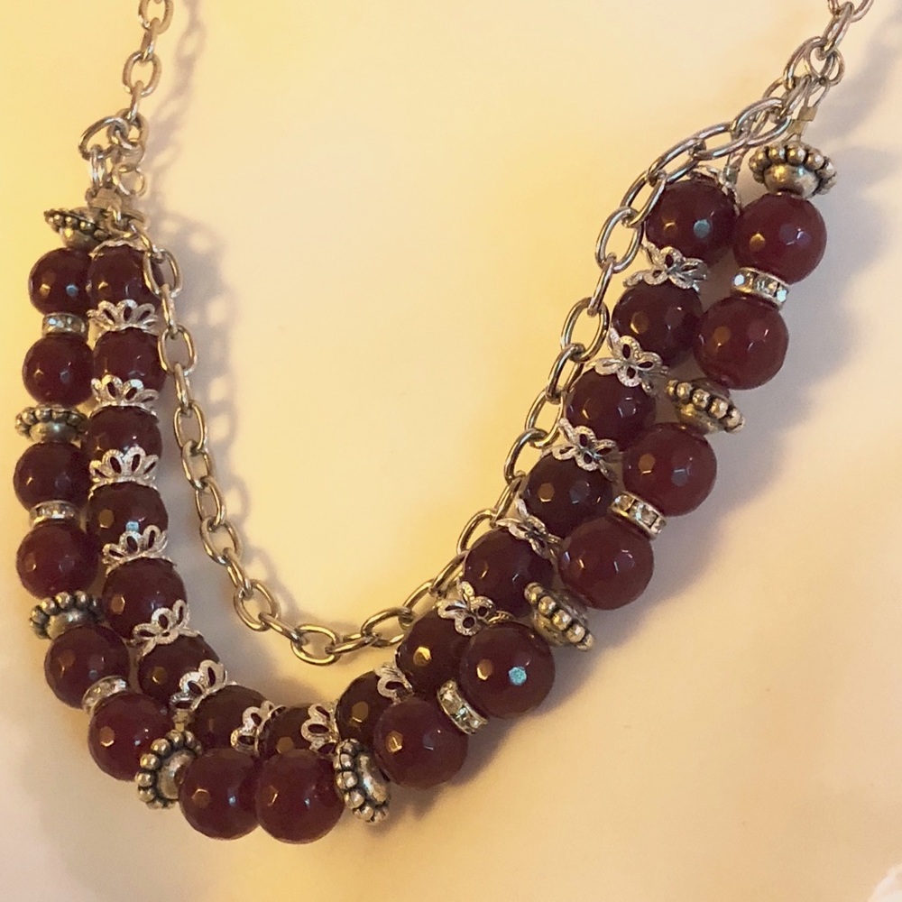 Three strand Garnet Necklace